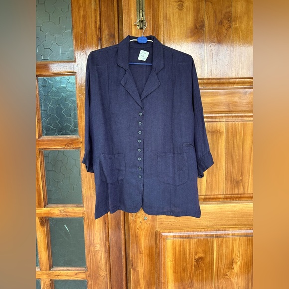 Jackets & Blazers - Navy blue linen jacket. Used gently. Size. 18